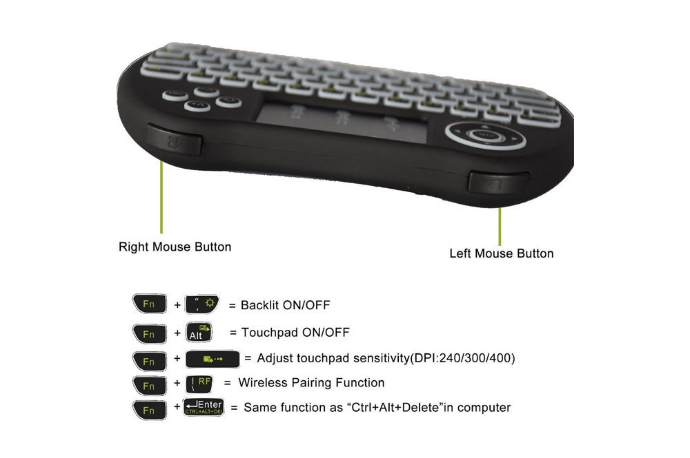 DroidBox i9 2.4GHz Wireless Keyboard w/ Mouse Touchpad [Black ...