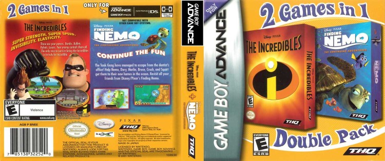 2 Games in 1: The Incredibles + Finding Nemo: The Continuing Adventures - Game Boy Advance | VideoGameX