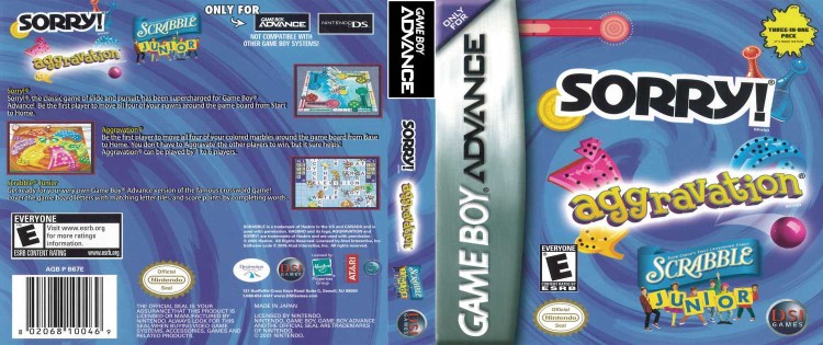 Sorry!/ Aggravation/ Scrabble Junior - Game Boy Advance | VideoGameX