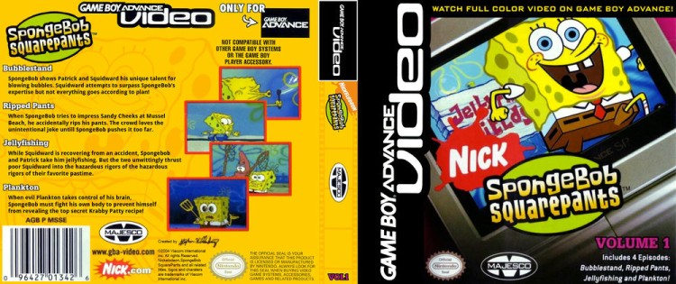 GBA Video: SpongeBob SquarePants Vol. 1 - Game Boy Advance | VideoGameX