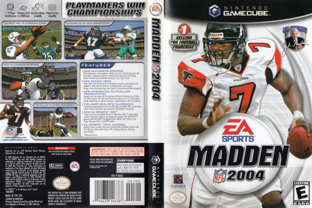 MADDEN 2004 (Nintendo GameCube, 2003) – The Data Base