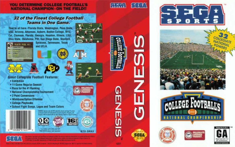 College Football's National Championship - Sega Genesis | VideoGameX