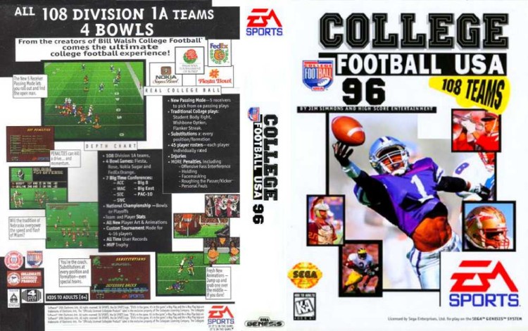 College Football USA '96 - Sega Genesis | VideoGameX