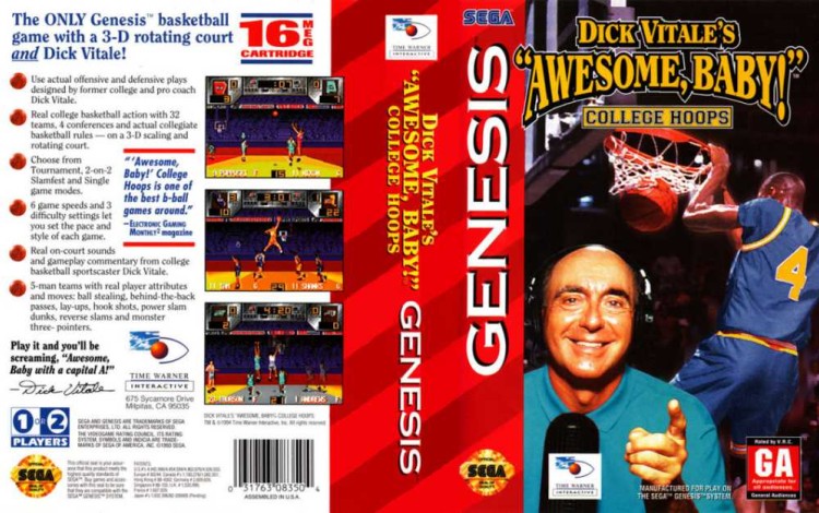 Dick Vitale's "Awesome Baby" College Hoops - Sega Genesis | VideoGameX