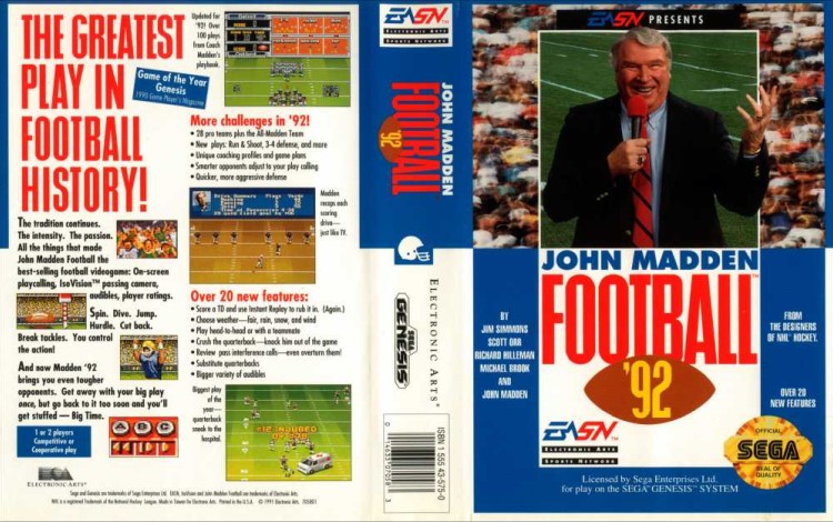 John Madden Football '92 - Sega Genesis | VideoGameX