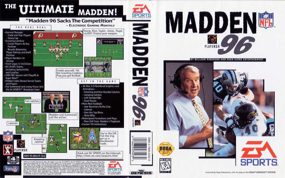 Madden NFL 96 Sega Genesis Boxed Used