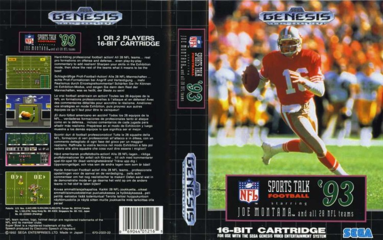 NFL Sports Talk Football '93 Starring Joe Montana - Sega Genesis | VideoGameX