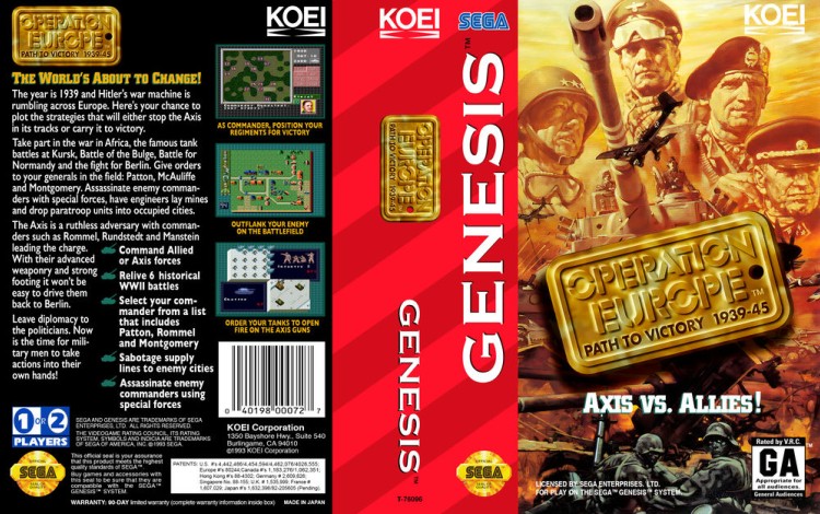 Operation Europe: Path To Victory 1939-45 - Sega Genesis | VideoGameX