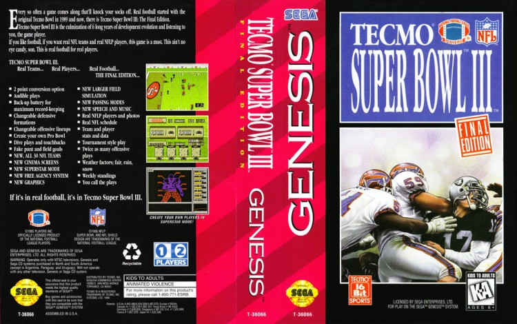 Tecmo Super Bowl III: Final Edition - Sega Genesis | VideoGameX