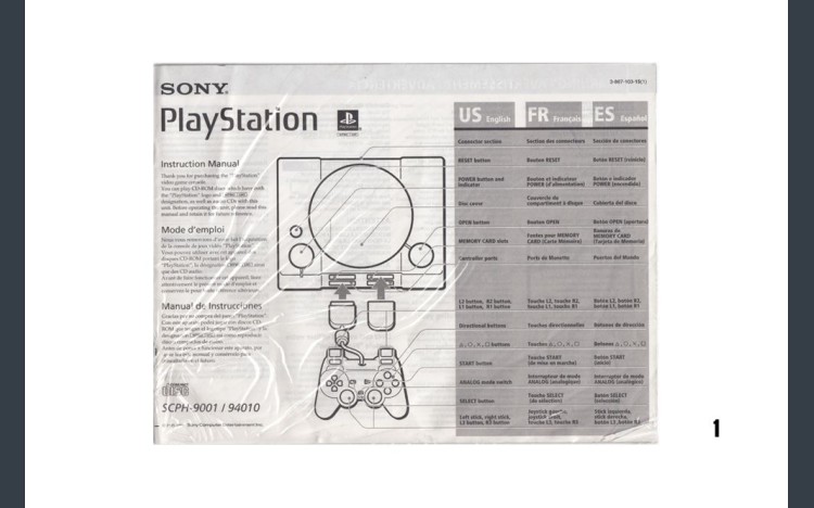 Playstation 1 System Instruction Manual - Manuals | VideoGameX