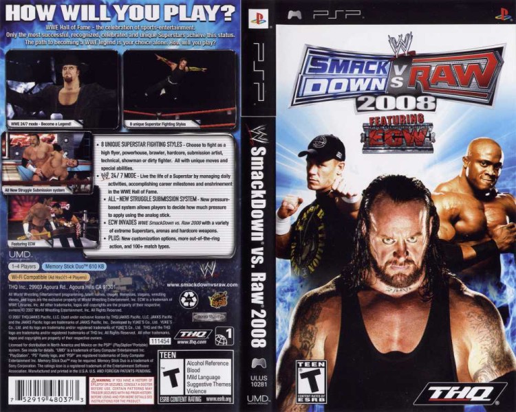 WWE Smackdown! vs. Raw 2008 THQ - PSP | VideoGameX