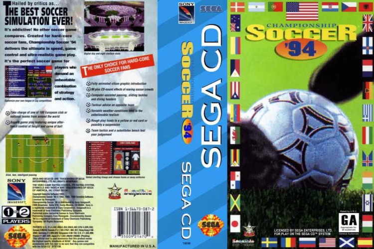 Championship Soccer '94 - Sega CD | VideoGameX