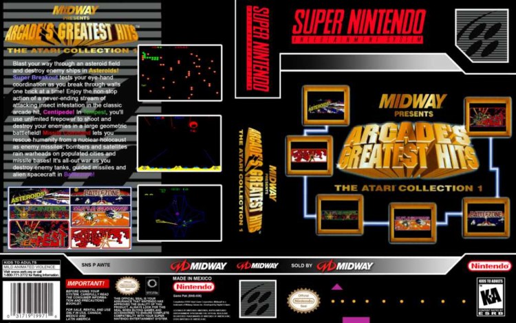 Midway Present's Arcade's Greatest Hits: The Atari Collection 1 - Super Nintendo | VideoGameX