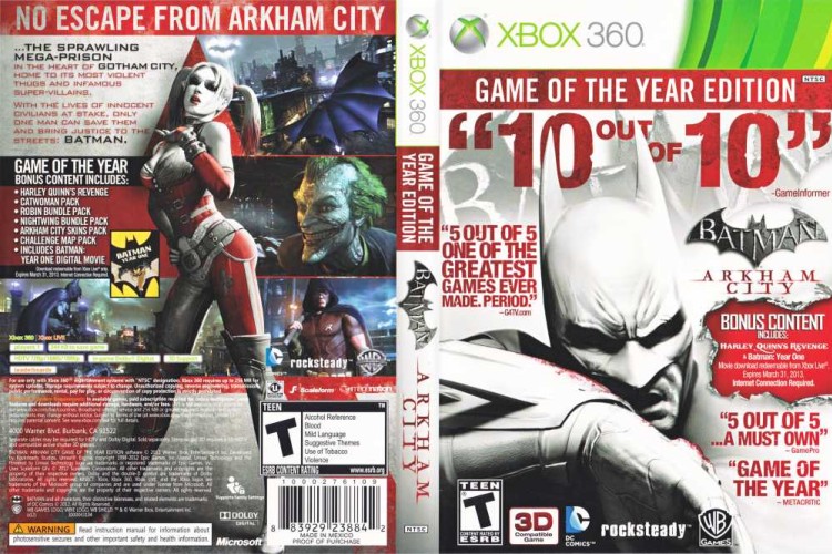 Batman Arkham City Game of The Year Xbox 360