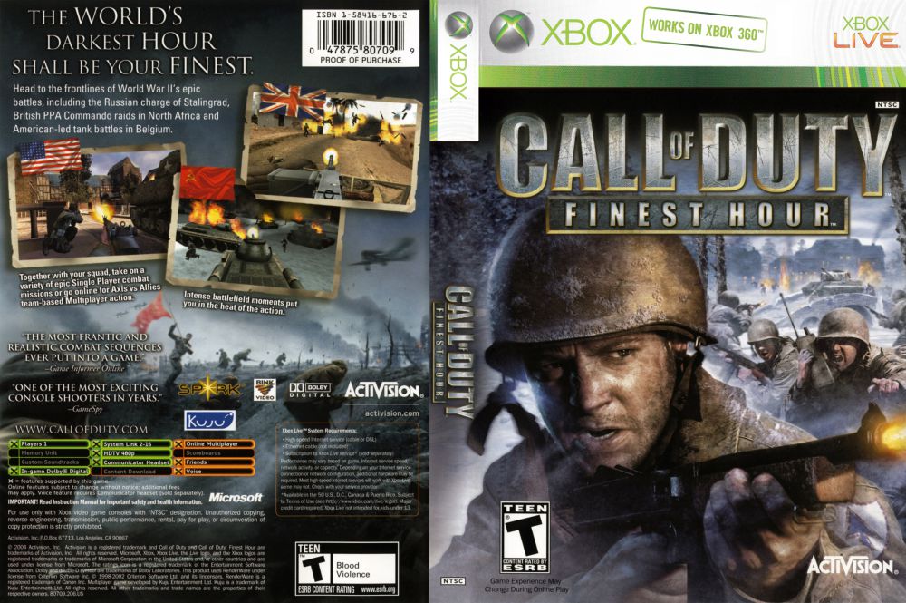 call of duty finest hour backwards compatible xbox one